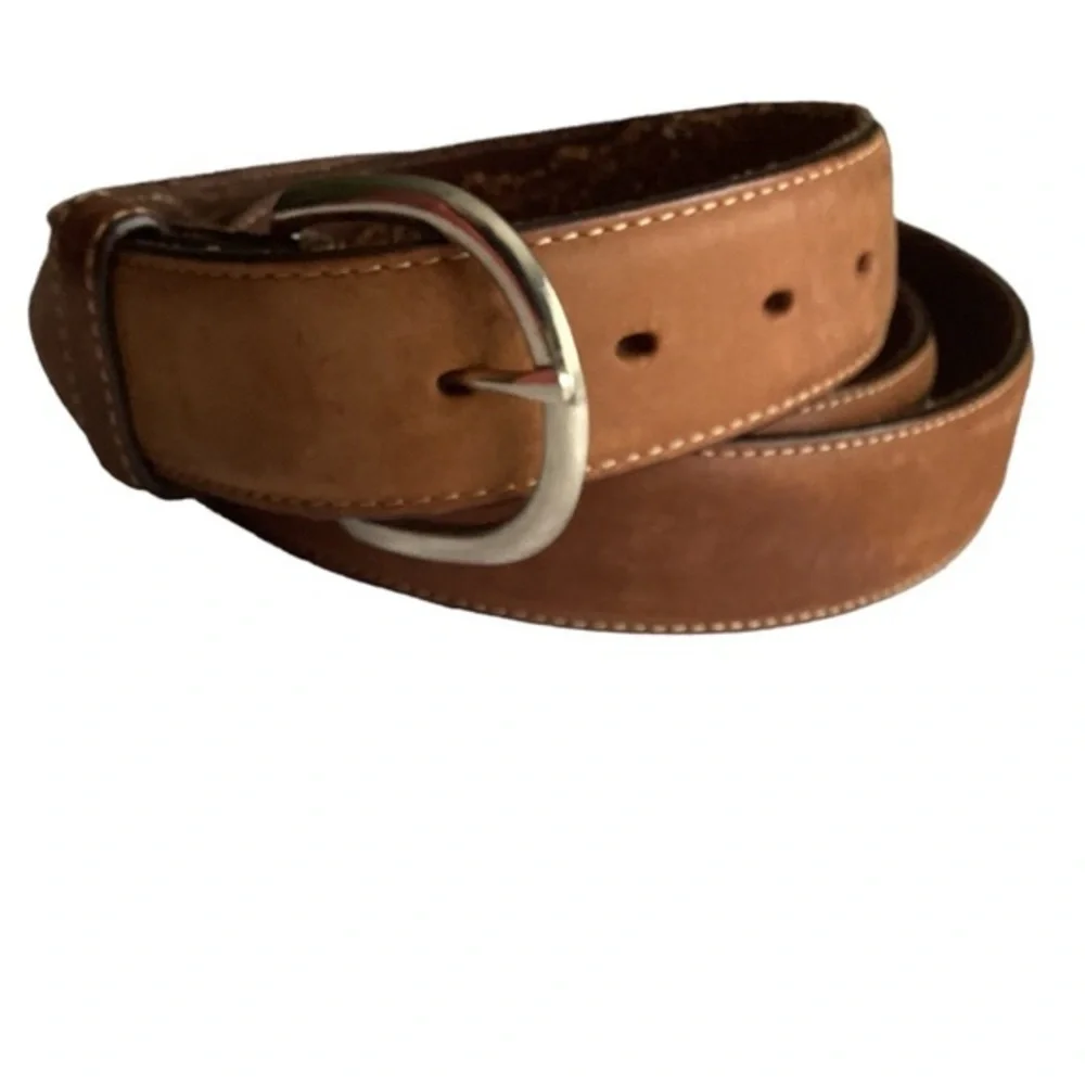 Suede Leather Brown Silver Belt